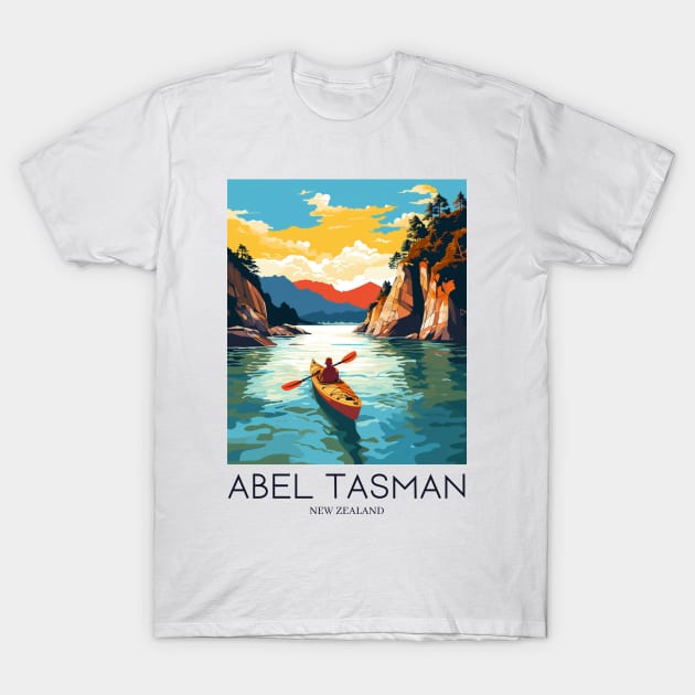 A Pop Art Travel Print of Abel Tasman National Park - New Zealand T-Shirt by Studio Red Koala